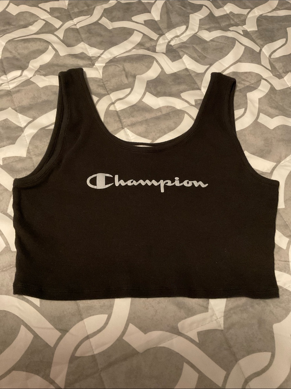 Champion Small Black Cropped Tank Top Womens